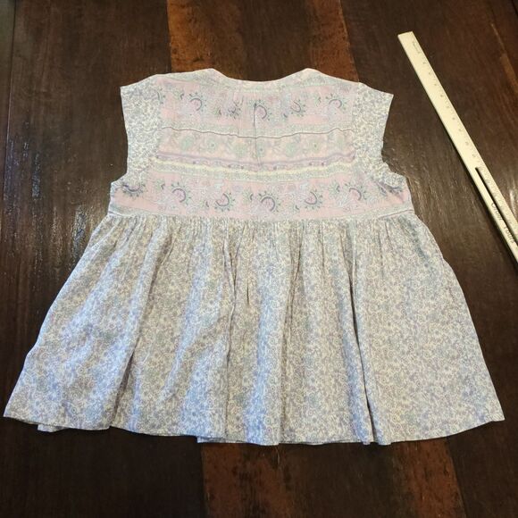 LUCKY BRAND boho floral babydoll top sleeveless pink purple cotton blouse S - Picture 7 of 8